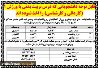 قابل توجه دانشجویان